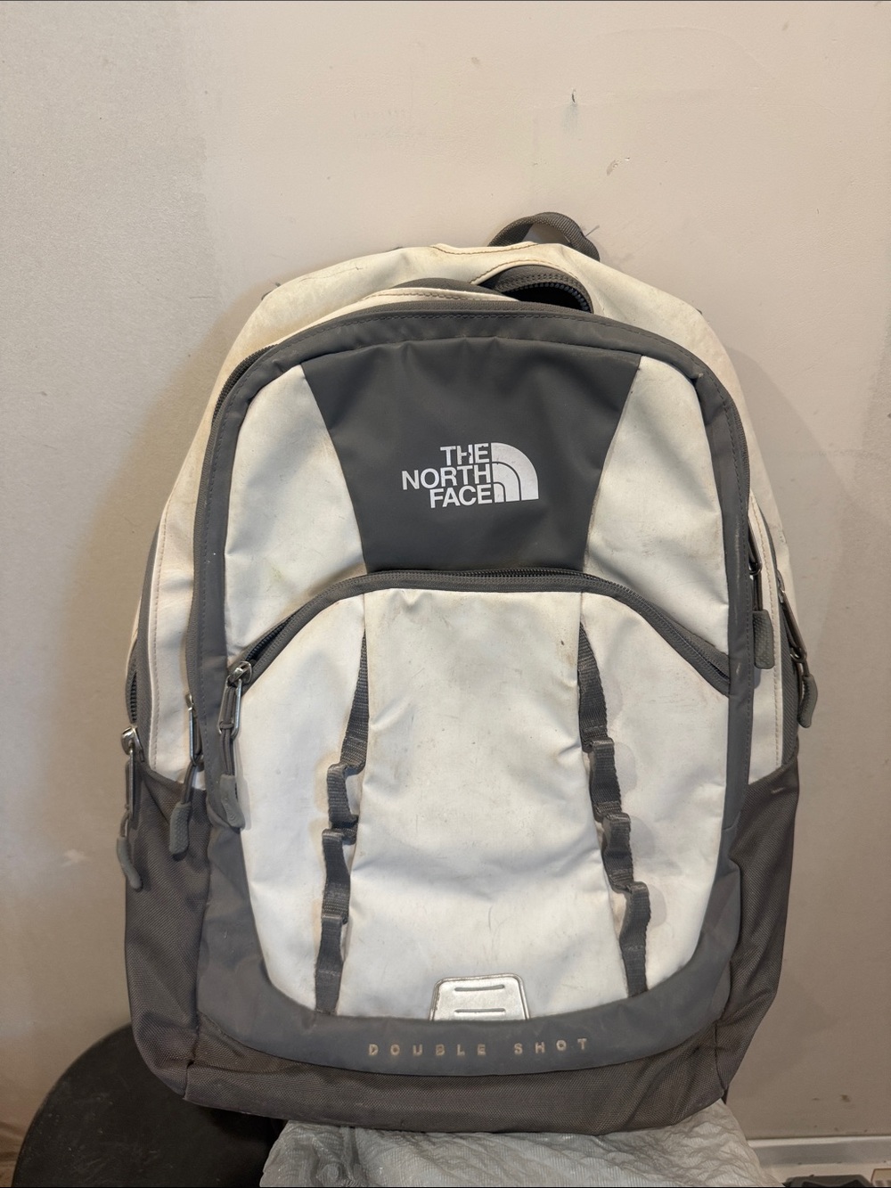 The North Face Double Shot Backpack in White and Gray